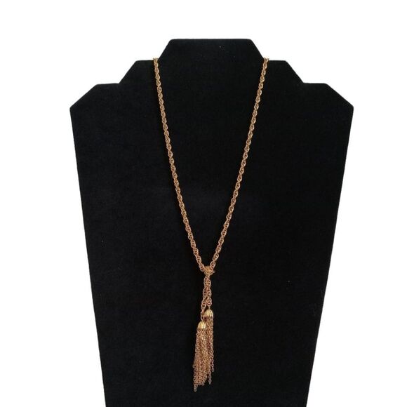 Gold Tone Metal Jellyfish Tassels Rope Chain Lightweight Lariat Fashion Necklace - Picture 1 of 9